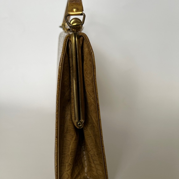 Vintage 1950s Featherlite Tan Crocodile Bag Purse - Picture 6 of 12